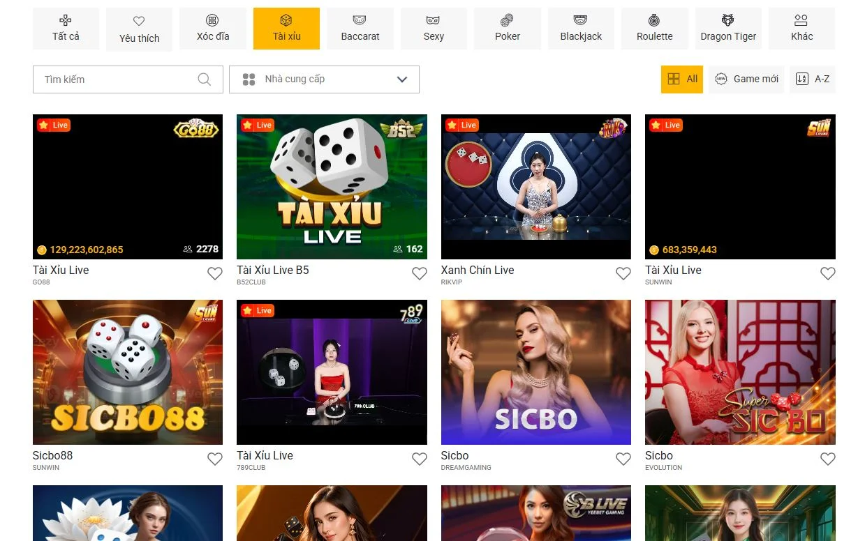Điểm danh top 3 game Tài Xỉu Live được yêu thích 2025